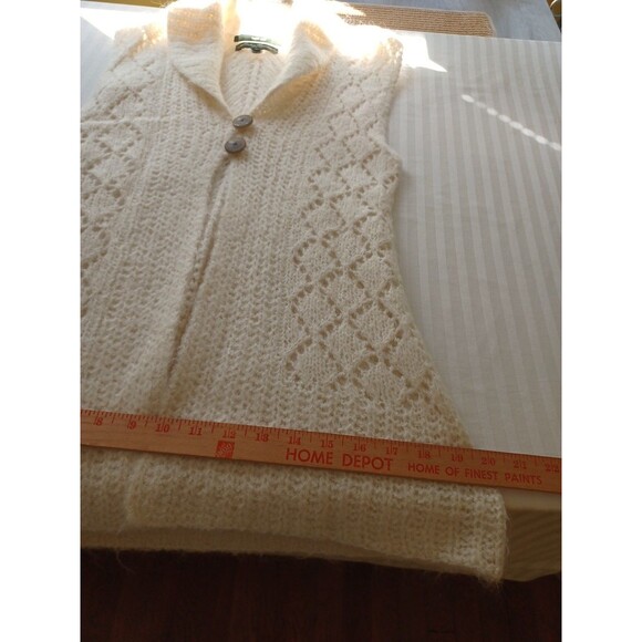 Eddie Bauer handknit mohair blend sweater vest womens M ivory soft light layer - Picture 9 of 10